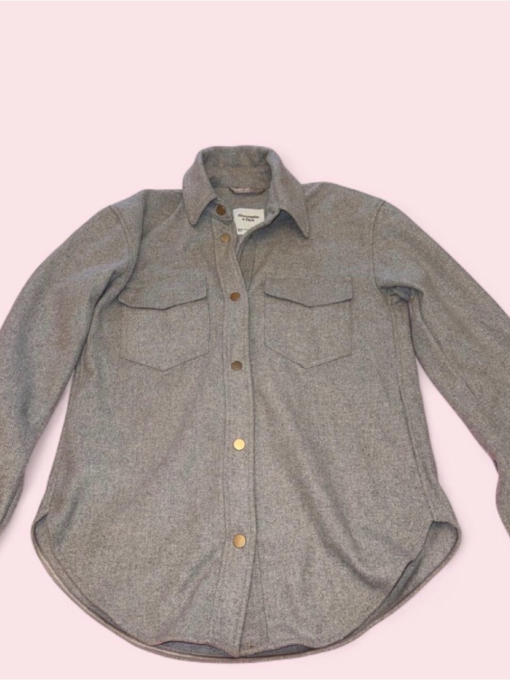Abercrombie & Fitch Women's Wool-Blend Herringbone Shirt Jacket